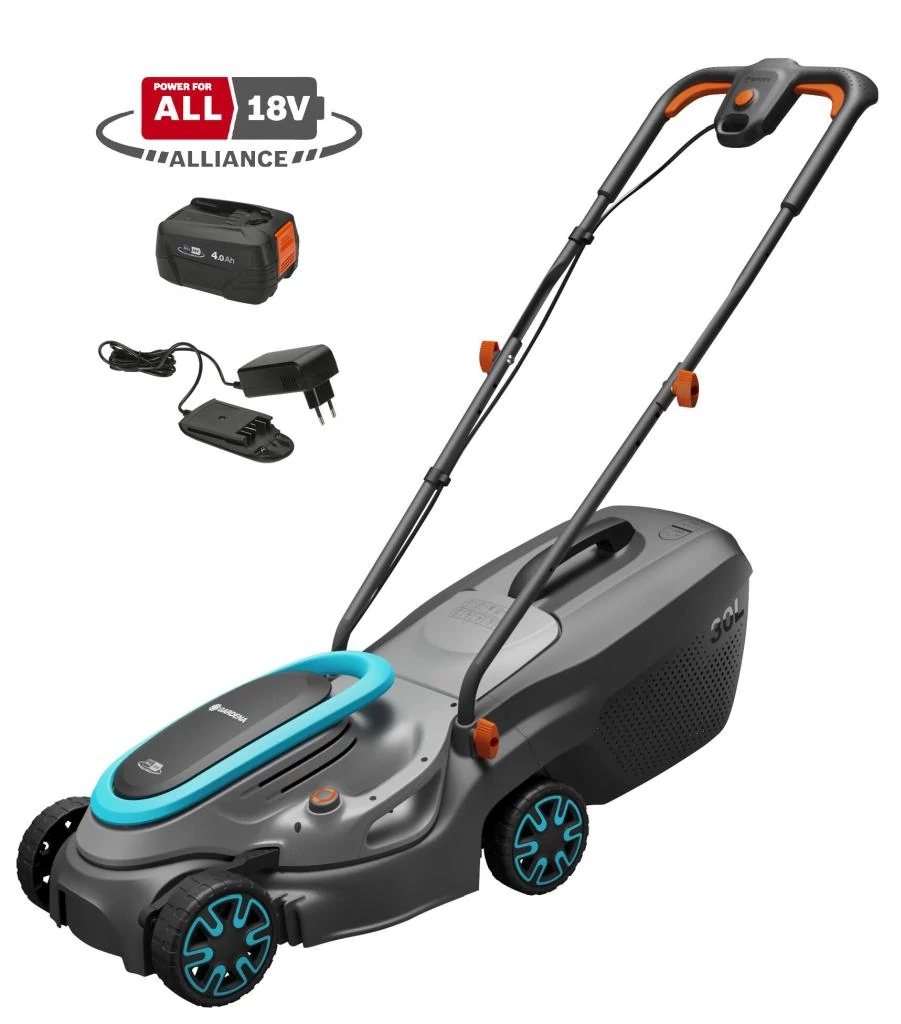 Gardena PowerMax 32/18V P4A fűnyíró akkumulátorral